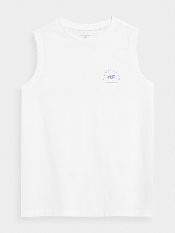 4F 4F Tank top marškinėliai 4FJSS23TTSHM284 Balta Regular Fit