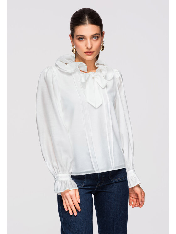 Ombre Ombre Bluzka OW-TS-E0031 Biały Loose Fit