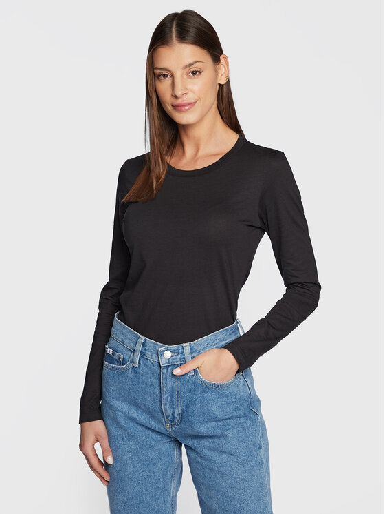 Calvin Klein Bluză Smooth K20K205337 Negru Regular Fit