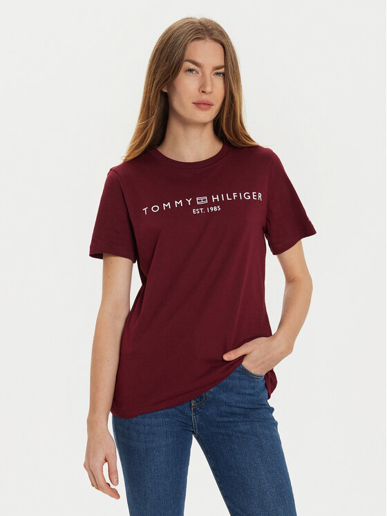 Női Póló Tommy Hilfiger, Méret: M, Bordó, WW0WW40276