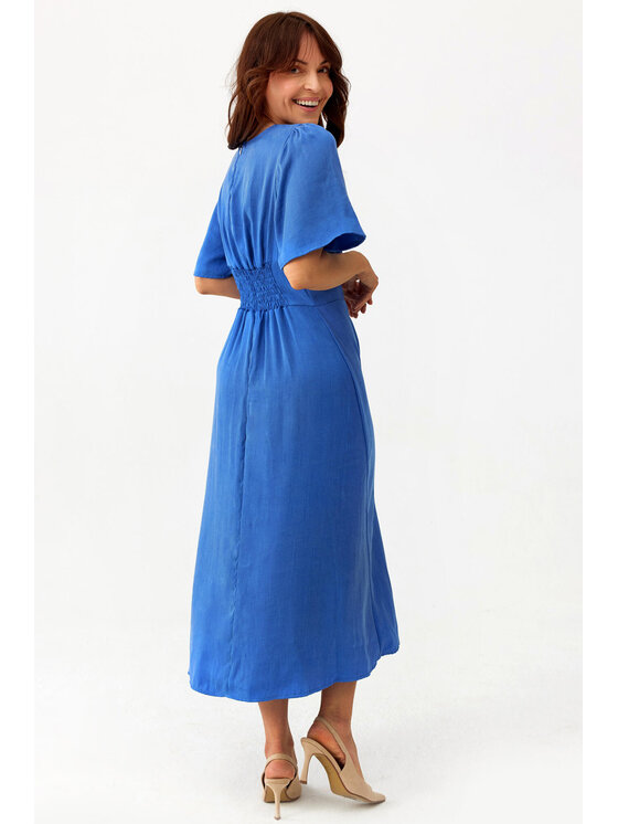 Lunedi Lunedi Sukienka codzienna Romatica Maxi z Tancelu i Wiskozy Indigo Niebieski Regular Fit
