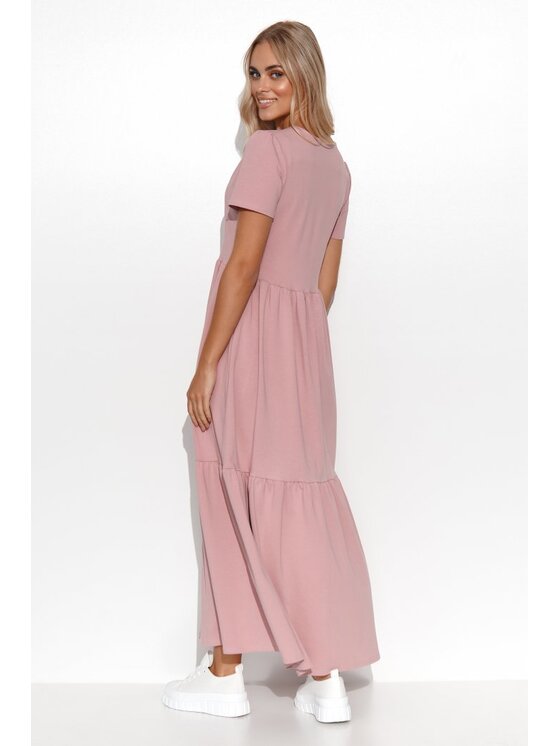 Makadamia Makadamia Sukienka codzienna M549 Różowy Comfort Fit
