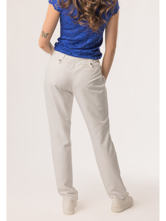 QUIOSQUE QUIOSQUE Dámské kalhoty 3UF002 Bílá Regular Fit