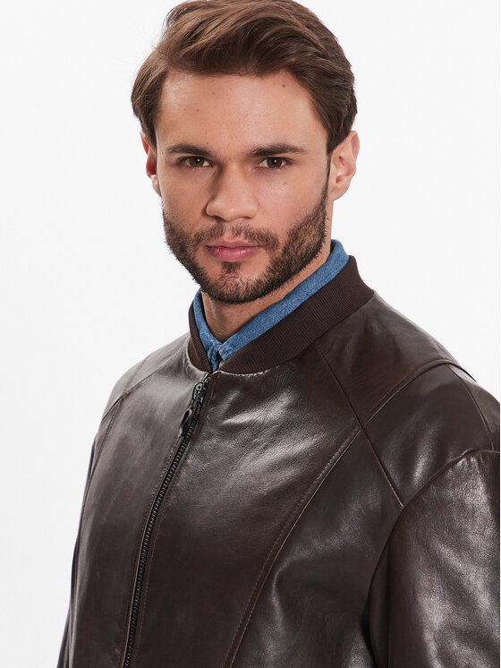 Trussardi Trussardi Кожено яке 52S00865 Кафяв Regular Fit