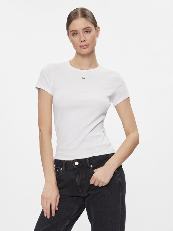 Tommy Jeans Tommy Jeans T-shirt Essential DW0DW17383 Bijela Slim Fit