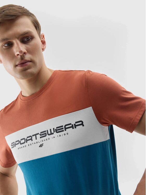 4F 4F Tričko 4FWSS24TTSHM1326-81S Hnedá Regular Fit