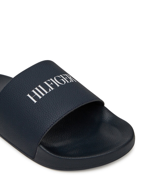 Tommy Hilfiger Tommy Hilfiger Pantoletten Hilfiger Print Tumble Pool Slide FM0FM05505 Dunkelblau