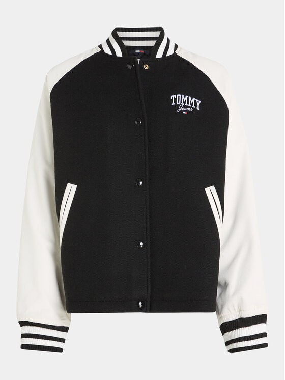 Tommy Jeans Tommy Jeans Bomberjacke Cord Mix Letterman DW0DW16592 Schwarz Regular Fit