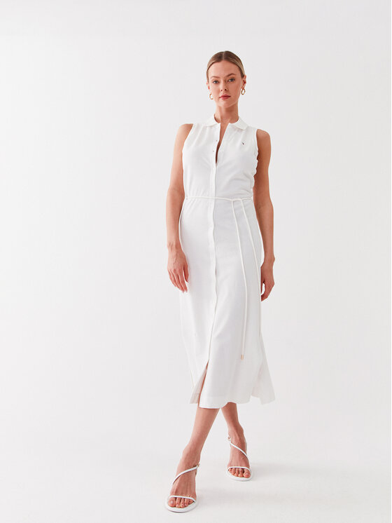 Tommy Hilfiger Tommy Hilfiger Φόρεμα πουκάμισο WW0WW37838 Εκρού Slim Fit