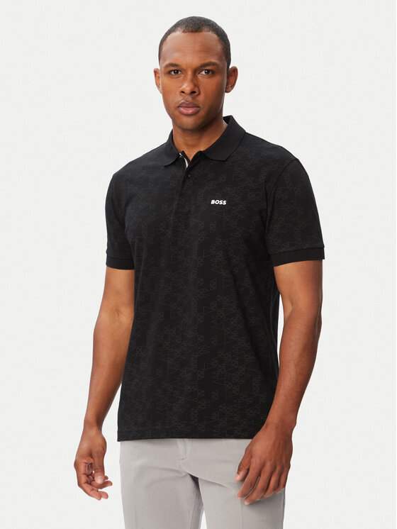 BOSS Tricou polo Swing 50564801 Negru Regular Fit