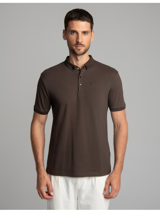 Borgio Borgio Polo Matteo 01 Brązowy Classic Fit
