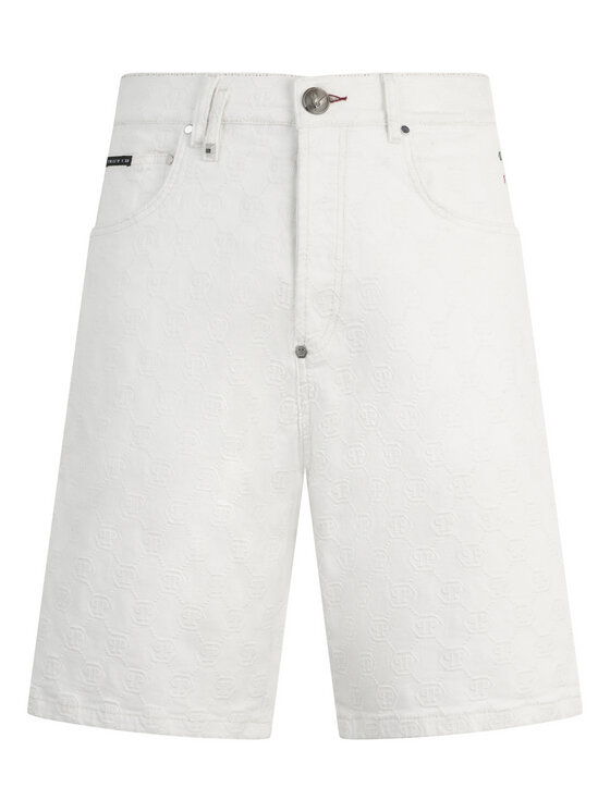 PHILIPP PLEIN PHILIPP PLEIN Szorty jeansowe 30593 Biały Loose Fit