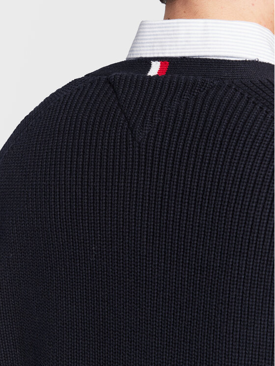 Tommy Hilfiger Tommy Hilfiger Strickjacke Rib Structure MW0MW29029 Dunkelblau Relaxed Fit