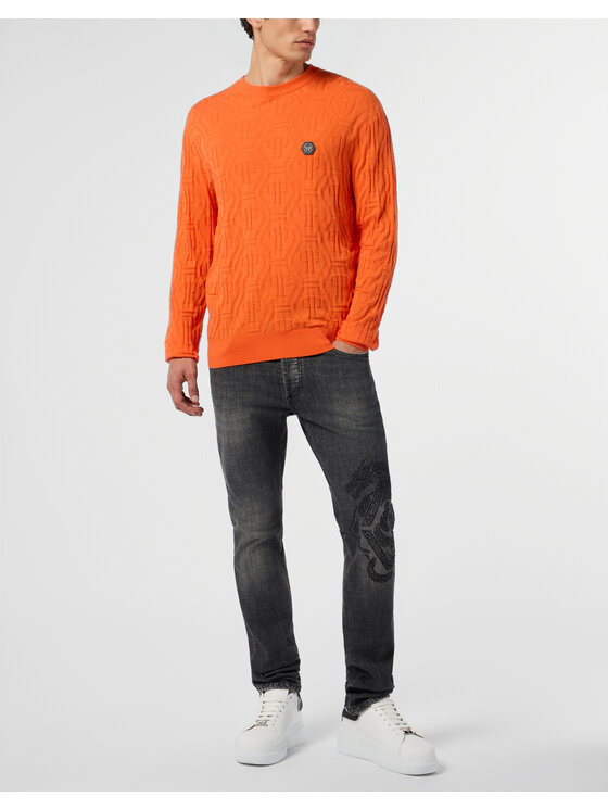 PHILIPP PLEIN PHILIPP PLEIN Sweter 29913 Pomarańczowy Regular Fit
