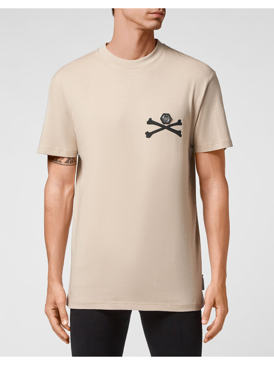 PHILIPP PLEIN PHILIPP PLEIN T-Shirt 6079 Beżowy Regular Fit