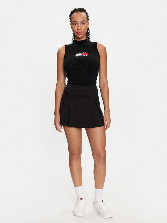 Tommy Jeans Tommy Jeans Mini suknja Tjw Box Pleat Jersey DW0DW18489 Crna Regular Fit