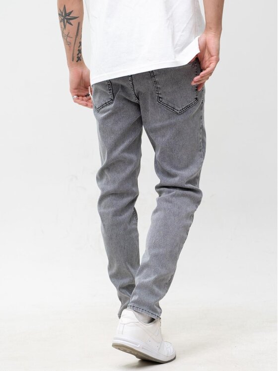 Jigga Wear Jigga Wear Jeansy KLASYCZNE Sprane Mini Haft Logo 34 Czarny Regular Fit