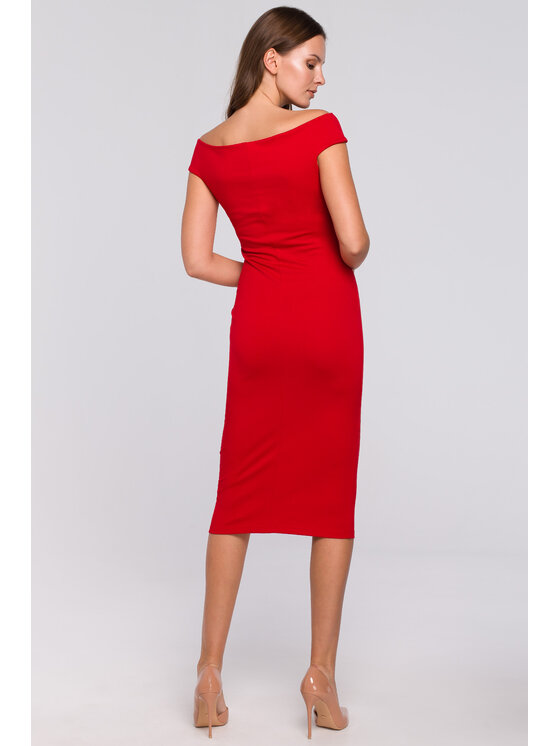 Makover Makover Vestito di maglia K001 Rosso Regular Fit