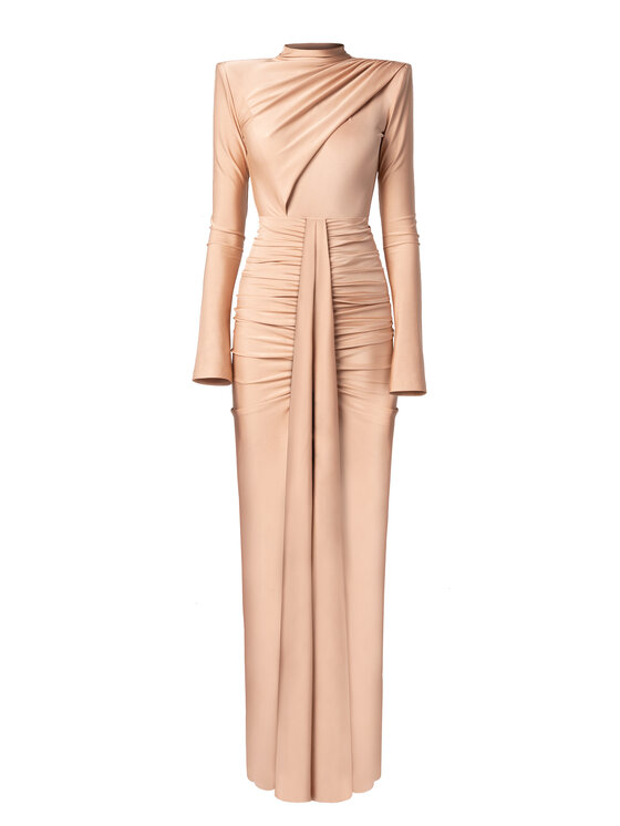 sax35th sax35th Sukienka wieczorowa ALISE Beżowy Slim Fit