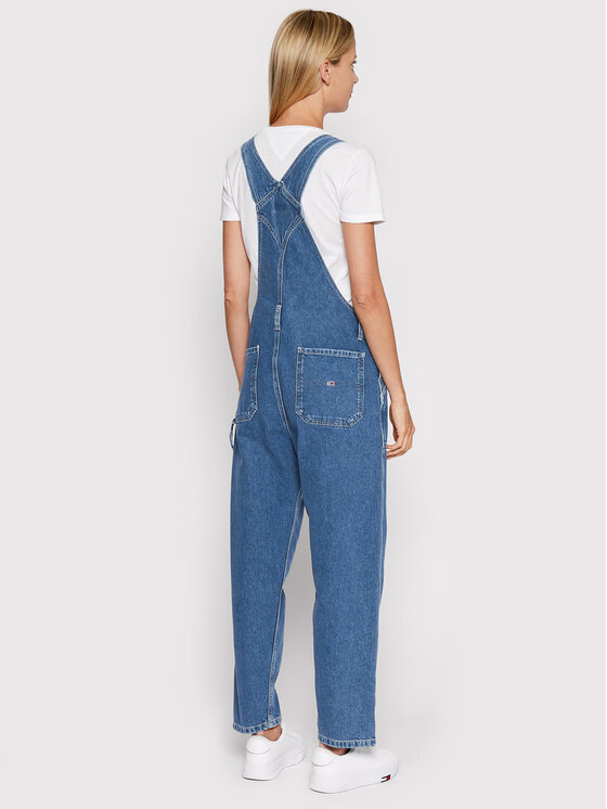 Tommy Jeans Tommy Jeans Kelnės su petnešomis Denim DW0DW11590 Mėlyna Regular Fit