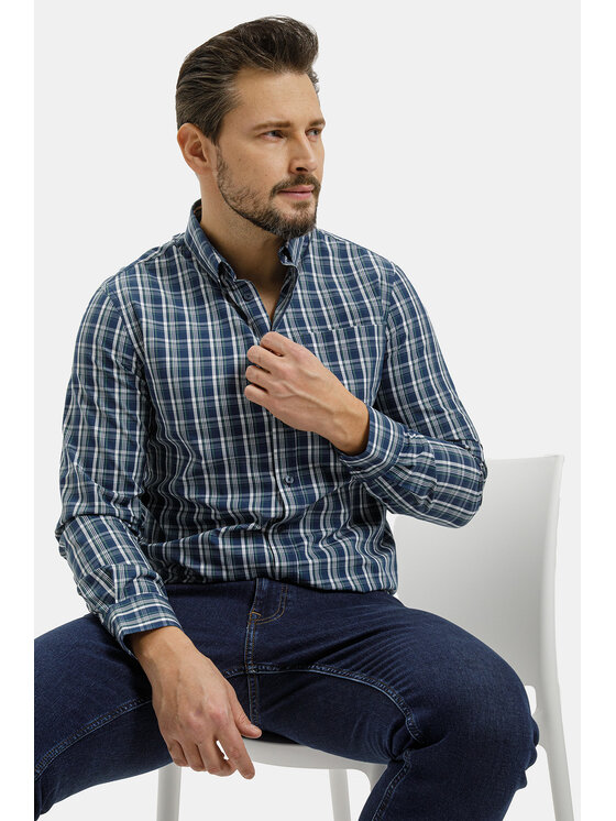 Cross Jeans Cross Jeans Koszula 35644-484 Niebieski Regular Fit