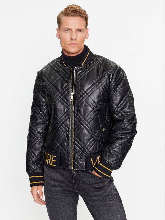 Versace Jeans Couture Versace Jeans Couture Usnjena jakna 75GAVP06 Črna Regular Fit