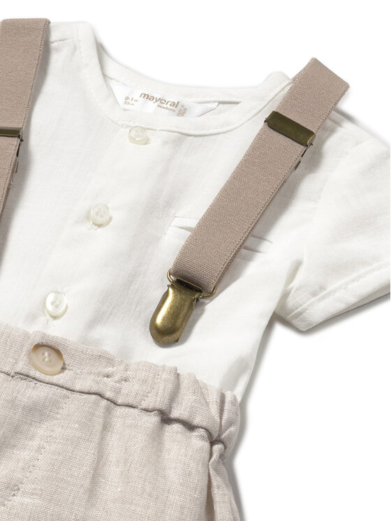 Mayoral Mayoral Completo camicia e pantaloncini 1215 Beige Regular Fit