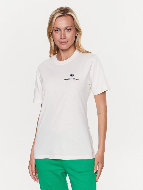 Chiara Ferragni Majica 74CBHT04 Écru Regular Fit