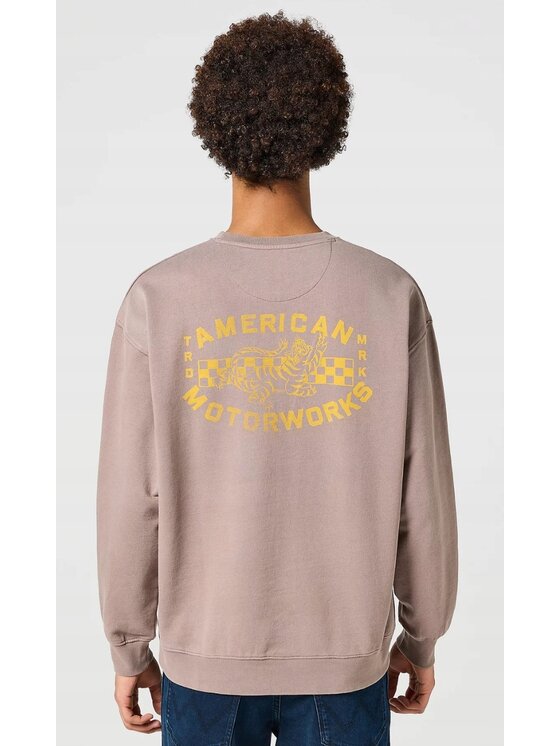 Wrangler Wrangler Bluza Crewneck Sweatshirt Beżowy Basic Fit