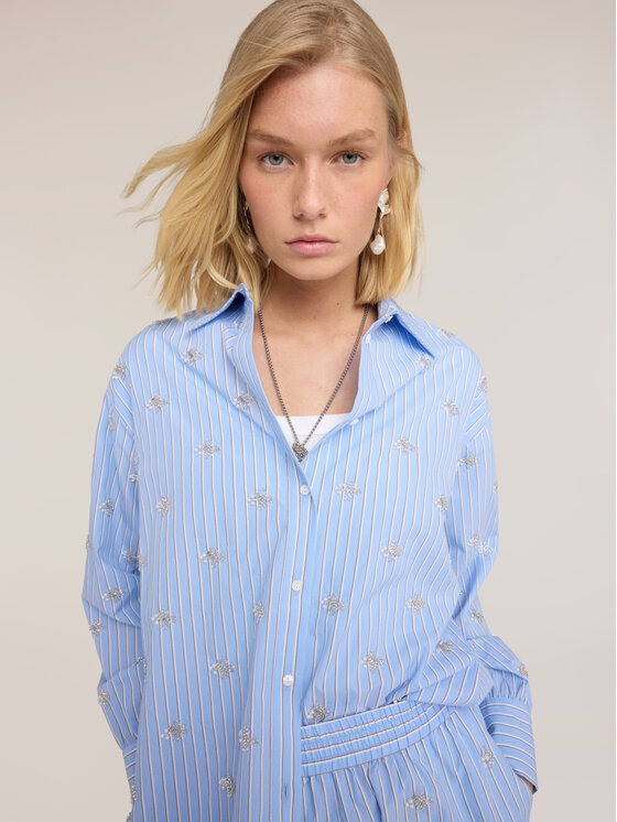 Motivi Motivi Camicia 5025W000526N0R4 Turchese Over Fit