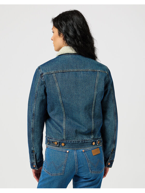 Wrangler Wrangler Kurtka damska HERITAGE SHERPA JACKET Niebieski Regular Fit