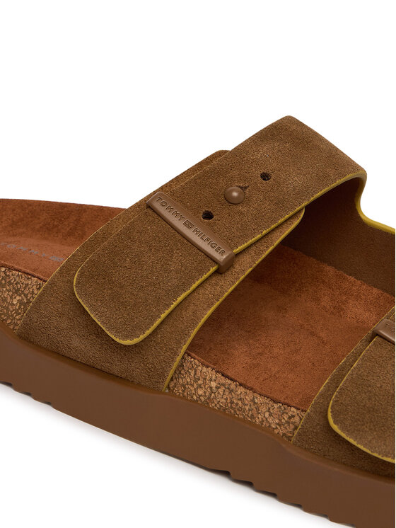 Tommy Hilfiger Tommy Hilfiger Iešļūcenes Cork Adjustable Suede Sandal FM0FM05869 Brūns