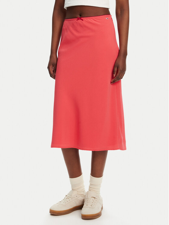 Tommy Jeans Spódnica midi, rozmiar L, Koralowa, Tjw Midi Aop Skirt DW0DW20272