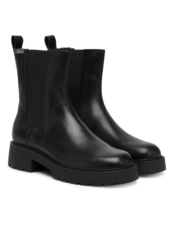 Calvin Klein Jeans Calvin Klein Jeans Kotníková obuv s elastickým prvkem Combat Mid Chelsea Boot Hw Lth YW0YW01869 Černá