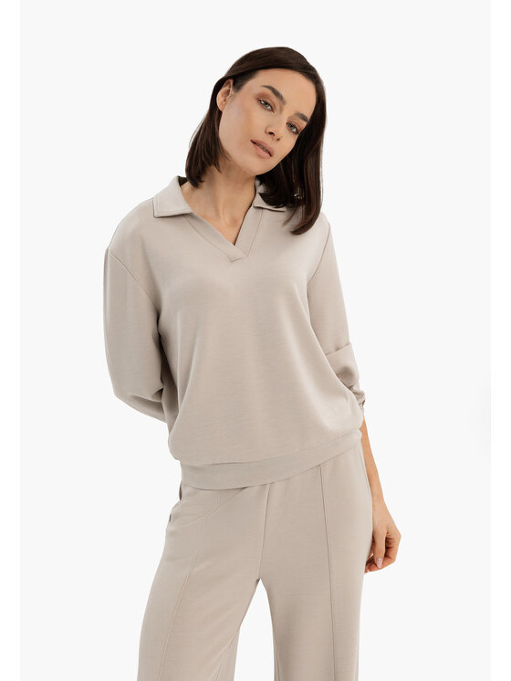 Volcano Volcano Bluza B-NALIA Beżowy Regular Fit