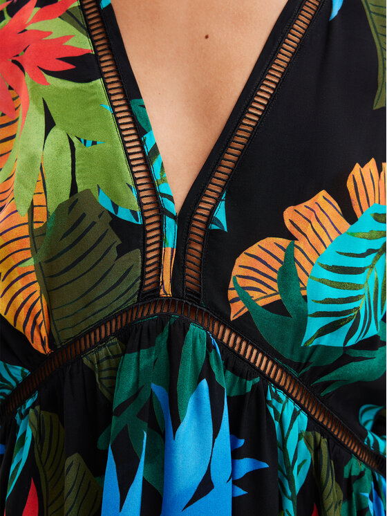 Desigual Desigual Rochie de plajă Tropical Party 24SWMW23 Negru Loose Fit