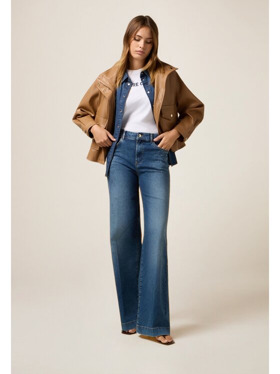 Oltre Oltre Jeans P446R008845N024 Blu Flare Fit