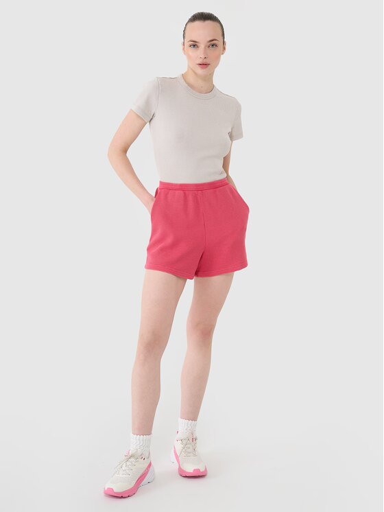 4F 4F Šortky z materiálu 4FRSS25TSHOF699-54S Růžová Oversize