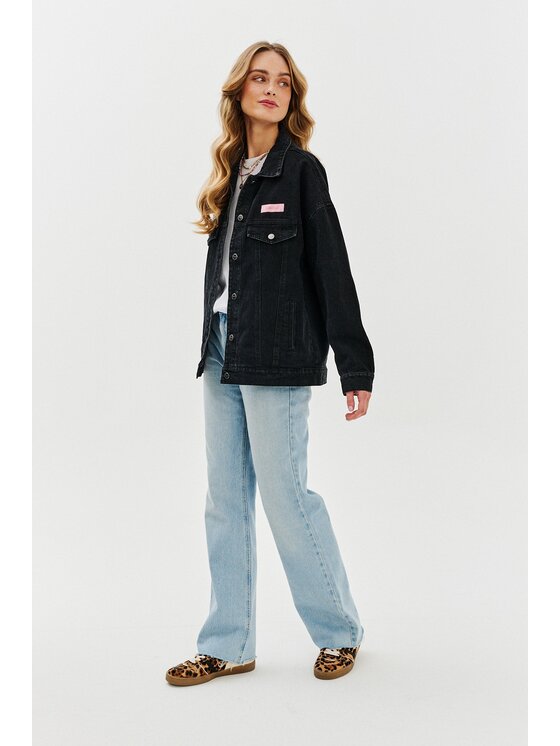 NAOKO NAOKO Džínsová bunda Bow-Tiful Čierna Regular Fit