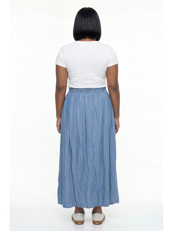FIGL FIGL Maxi sukně M1331 Modrá Straight Fit