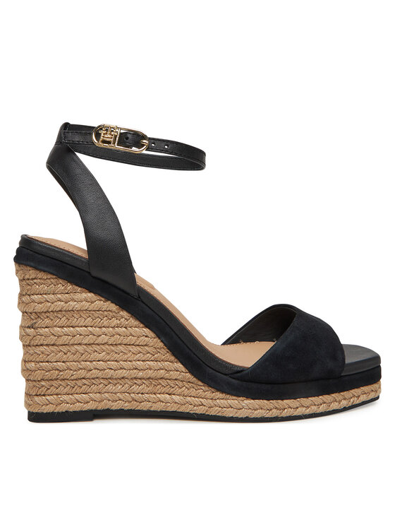 Tommy Hilfiger Tommy Hilfiger Espadrile Leather & Suede High Wedge Espad FW0FW08803 Negru