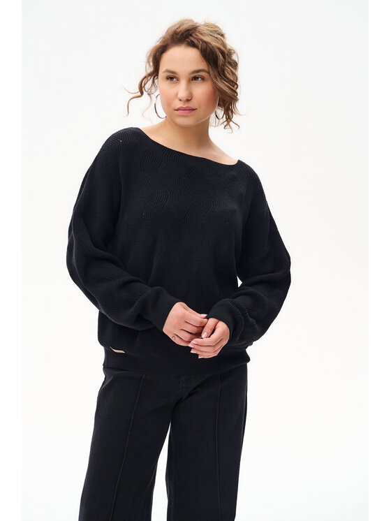 blue shadow blue shadow Sweter Reso Czarny Regular Fit