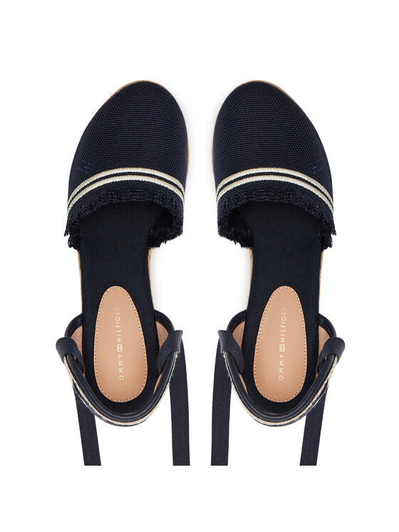 Tommy Hilfiger Tommy Hilfiger Espadrile Fringe Canvas High Wedge FW0FW08878 Bleumarin