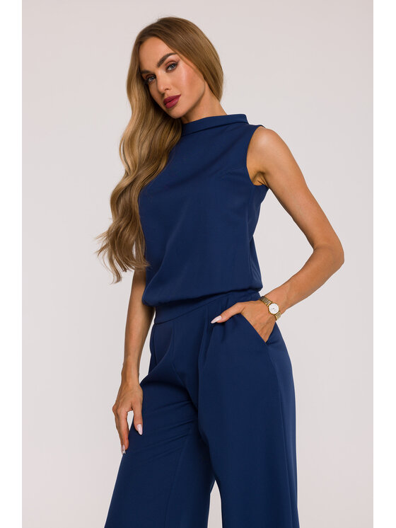 Made of Emotion Made of Emotion Kombinezon M382 Granatowy Wide Leg