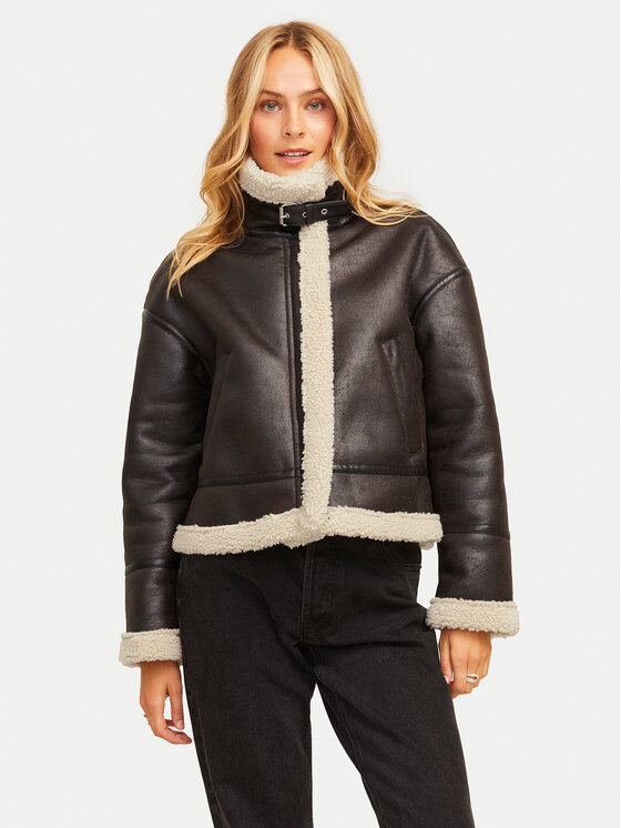 JJXX Geacă din imitație de piele Yolanda 12259326 Maro Regular Fit