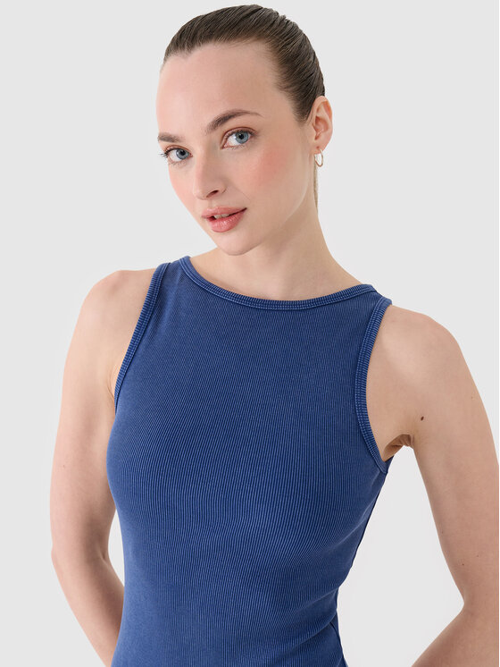 4F 4F Sukienka dzianinowa SS MIDSHOP TEXTILE Granatowy Slim Fit