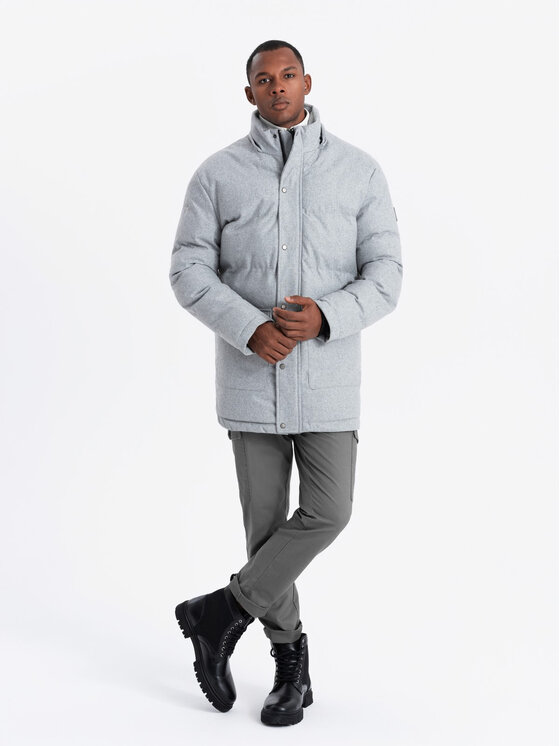 Ombre Ombre Parka OM-JALJ-0217 Šedá Regular Fit