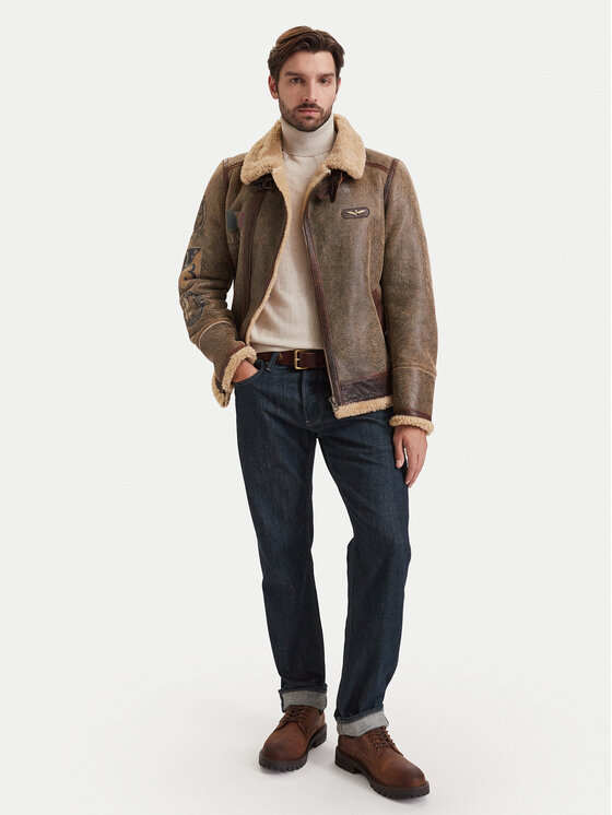 Aeronautica Militare Aeronautica Militare Geacă de piele 262PN0166U100876 Maro Regular Fit