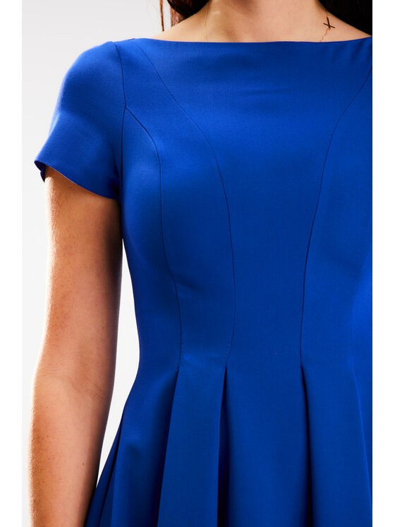 Awama Awama Sukienka letnia A569 Niebieski Basic Fit