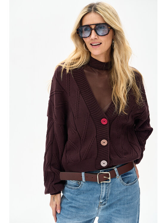 blue shadow blue shadow Kardigan Bosin Brązowy Regular Fit